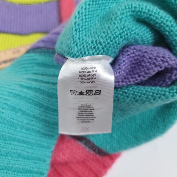 RAGGED PRIEST Dunce Colorblock Knit Sweater Oversized Lime Patchwork Womens XS - Picture 8 of 8